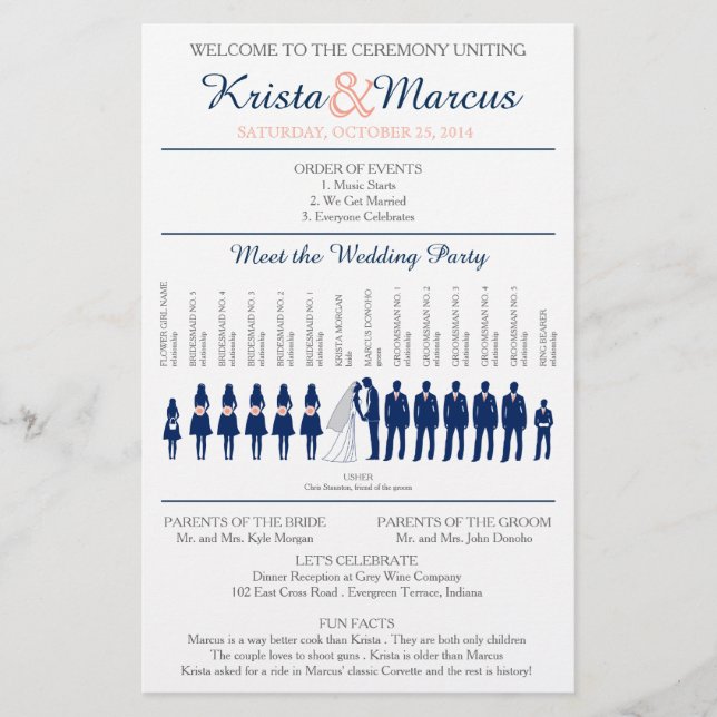 Folheto do Programa de Casamento Silhouettes Simpl (Frente)