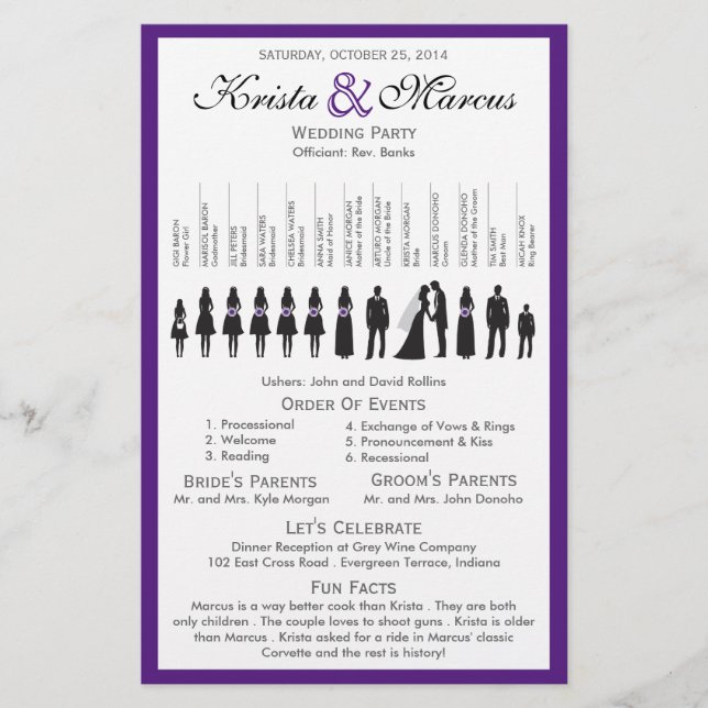 Folheto do Programa de Casamento Silhouettes Simpl (Frente)