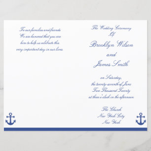 Folheto do Programa de Cerimônia de Casamento Náut