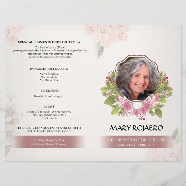 Folheto do Programa de Ordem Funeral (Frente)