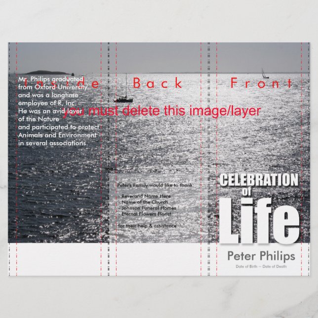 Folheto do Programa Memorial Personalizado do Mar  (Frente)