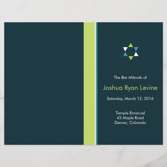 Folheto do Programa Mitzvah, Bar Moderno (Frente)