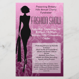 Folheto do show de moda, espiral de silhueta rosa