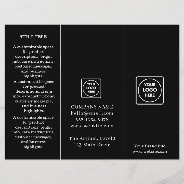 Folheto dobrado em preto | Empresa moderna persona (Frente)