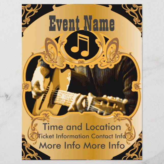 Folheto Dourado do Evento de Música (Frente)