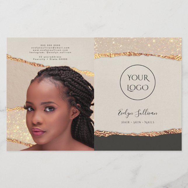 Folheto Dourado do Shimmer de Papel para Dobrar (Frente)