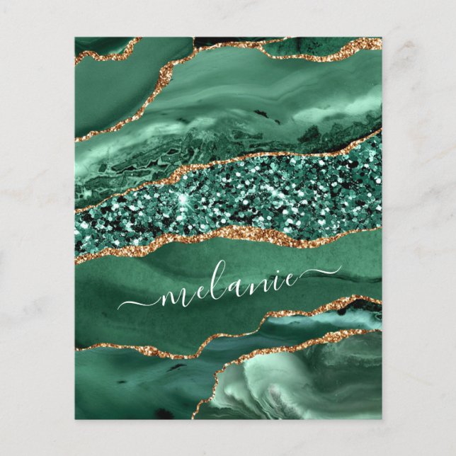 Folheto Dourado verde Emeralt com nome personaliza (Frente)