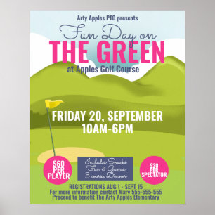 folheto e poster do torneio de golfe