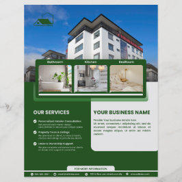Folheto Elegante Verde Para Agentes Imobiliários