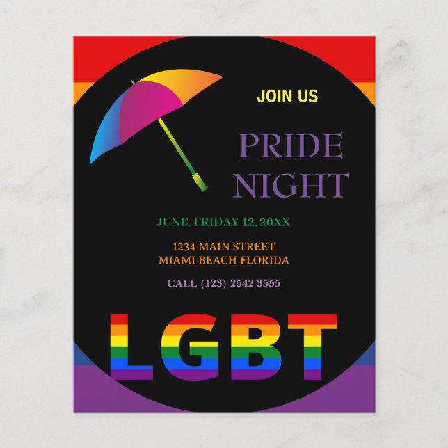 Folheto noturno do Orgulho LGBT (Frente)