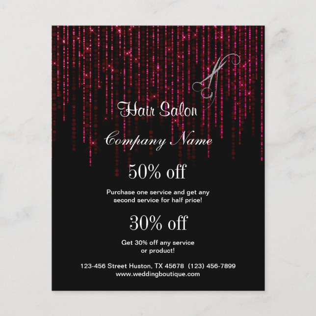 Folheto personalizado do salão de cabelo (Frente)