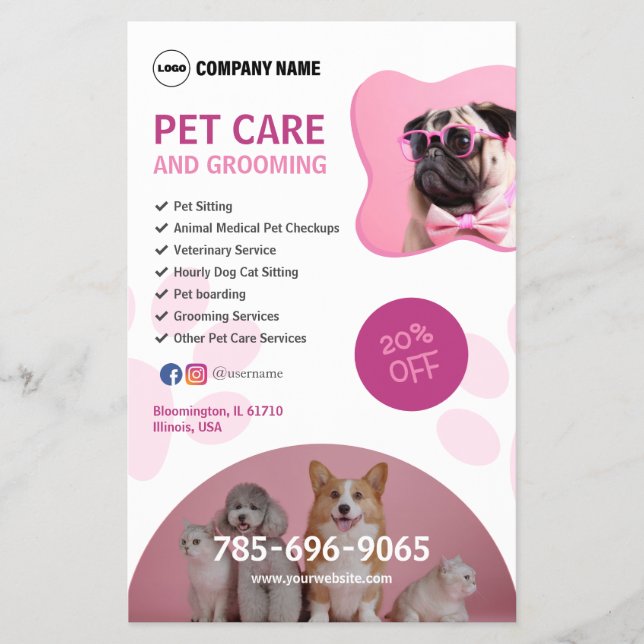 Folheto Personalizado do Serviço Pet Care (Frente)