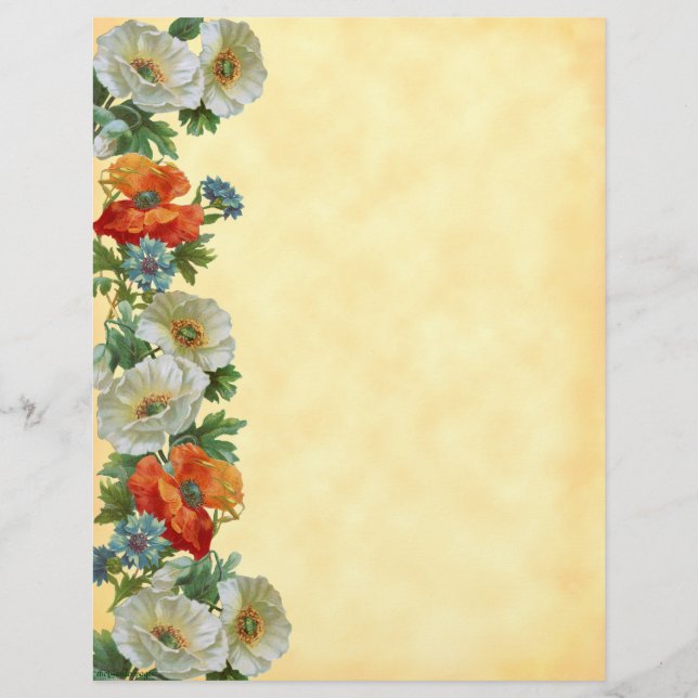 Folheto Personalizado Floral de Poppy e Cornflower (Frente)