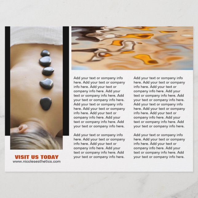 Folheto Personalizável de Salão e Spa Três Dobrage (Frente)