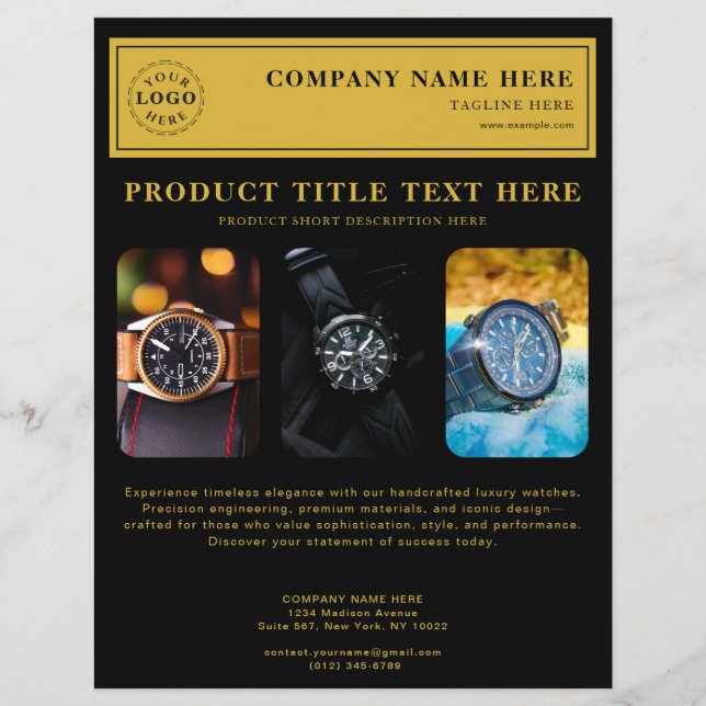 Folheto Preto Personalizado para Promoções de Prod (Frente)