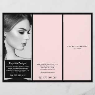 Folheto preto-rosa de luxo minimalista