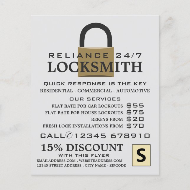 Folheto publicitário moderno, Locksmith (Frente)