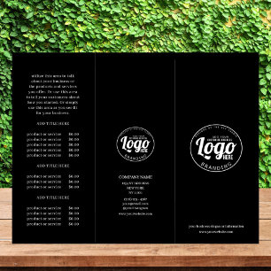 Folheto Trifold de Logotipo Empresarial Preto e Br