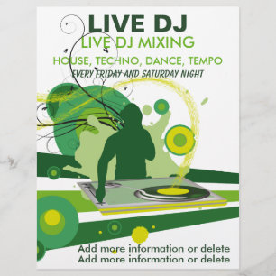 Folheto Verde Grunge Live DJ