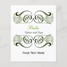 Folhetos de chic, verdes, pretos e brancos