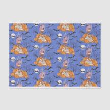 Folhetos de Halloween, abóboras, crânio e papel ti