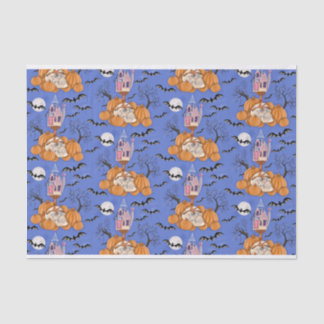 Folhetos de Halloween, abóboras, crânio e papel ti