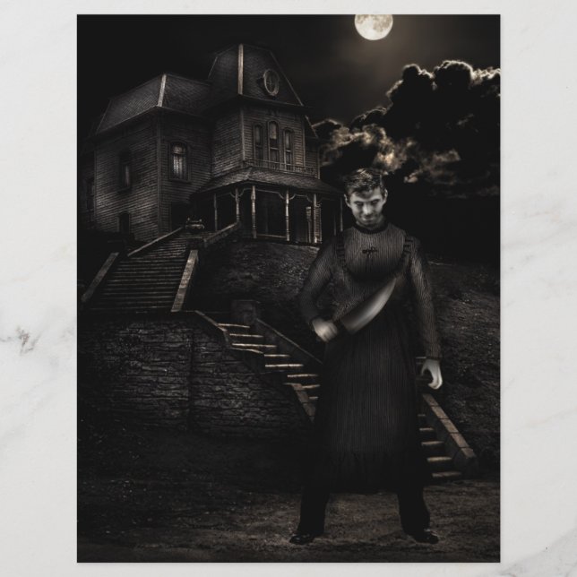 Folhetos de Halloween Personalizáveis Psycho (Frente)