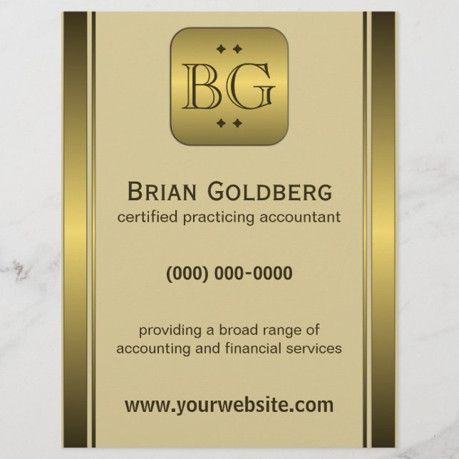 Folhetos do revisor e da placa Dourada de 8,5" x 1 (Frente)