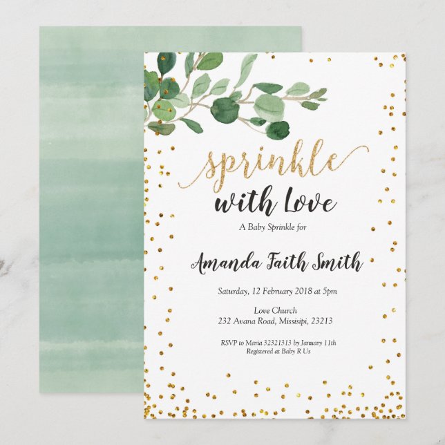 Foliage Baby Sprinkle Card Convite botânico (Frente/Verso)