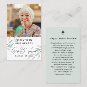 Foliage Funeral Memorial Prayer Cartão com fotos