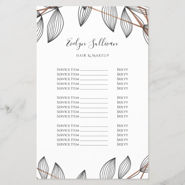 Foliage geométrico price list flyer (Frente)