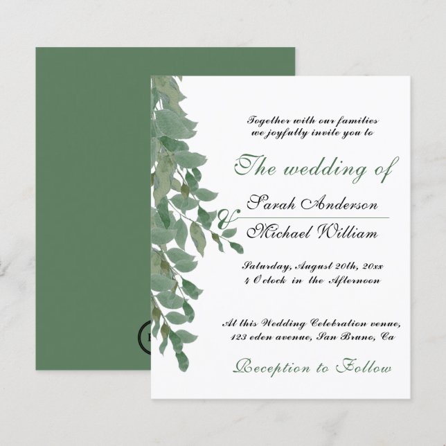 Foliage Greenery Eucalyptus Invitation (Frente/Verso)