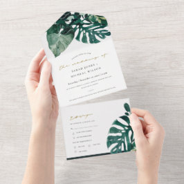 FOLIAGEM TROPICA MODERADA DE MONSTERA VERDE