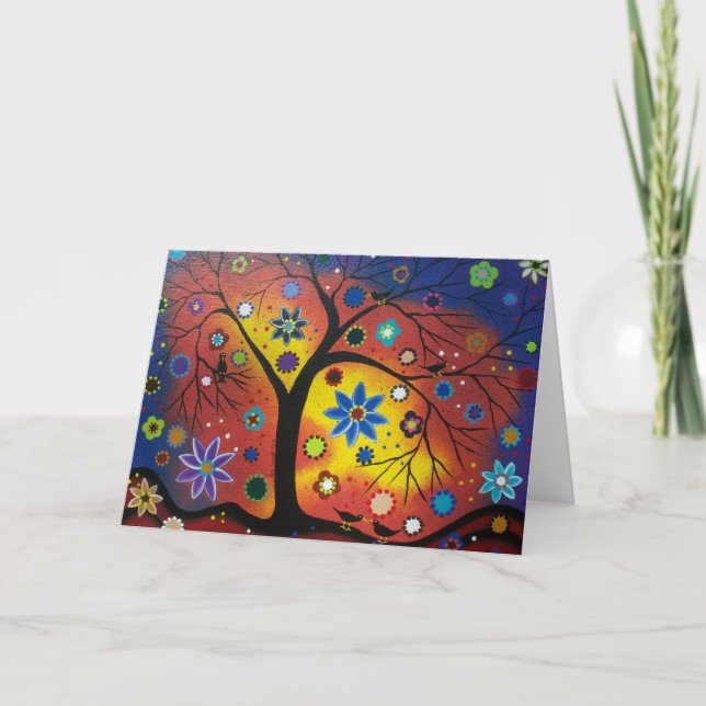 FOLK ART Aguardando o cartão de saudação Sunset (Frente)