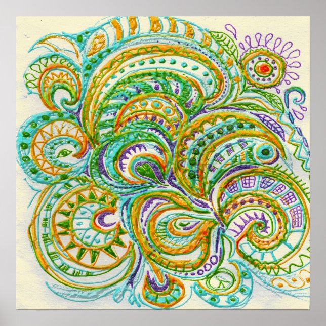 Folk Art Fantasy Impressão (Frente)