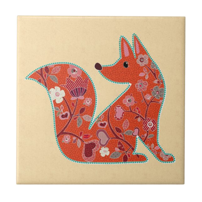 Folk Art Flower Pattern Fox (Frente)