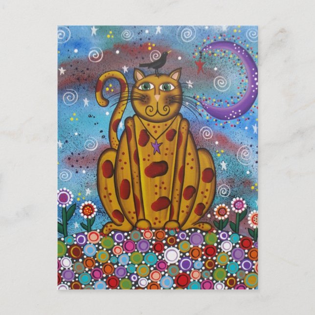 Folk ART Green Eye de LORI EVERETT cartão postal (Frente)