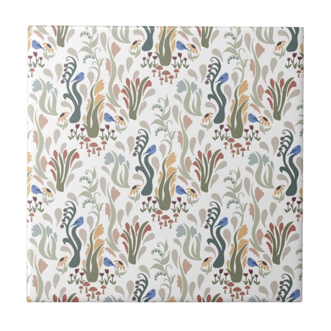 Folk Art Meadow e Blue Bird na Terra Tones (Frente)