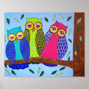 Folk Art Owl Impressão