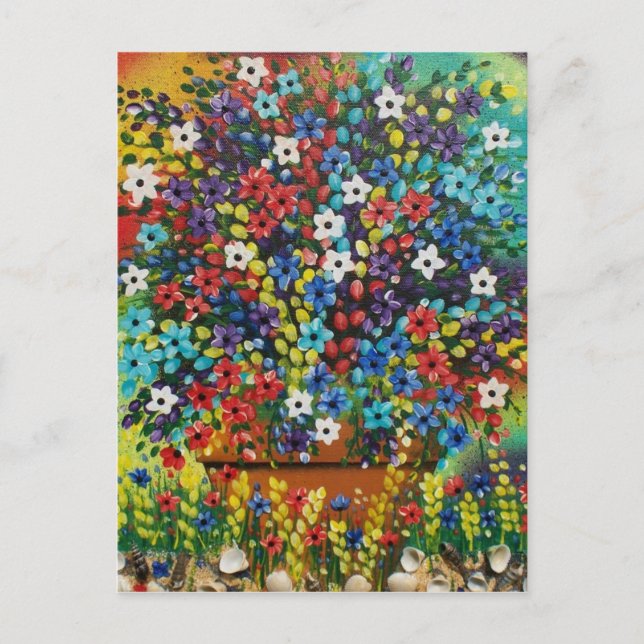 FOLK ART PotPlant BY LORI EVERETT cartão postal (Frente)