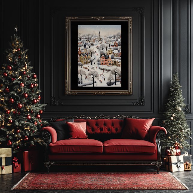 Folk Art Style Winter Scene Poster (Criador carregado)