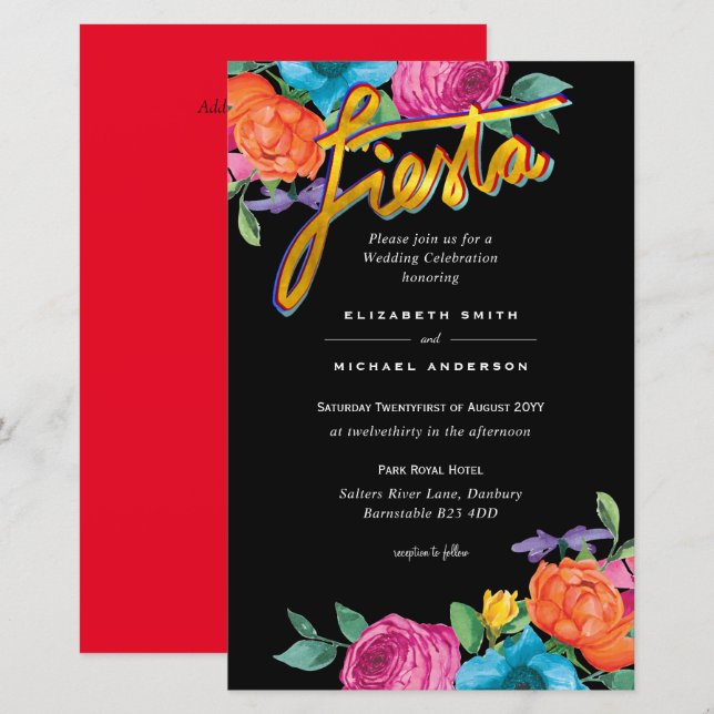 Folkart Flower Fiesta Convite De Casamento Boda (Frente/Verso)