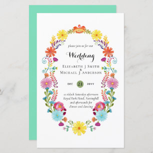 Folkart Flower Fiesta Convite De Casamento Boda