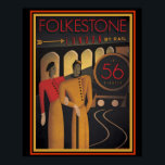 Folkestone London por Rail Art Deco Poster 16 x 20<br><div class="desc">Belo,  vintage,  poster de propaganda para Folkestone London por Rail 16 x 20.</div>
