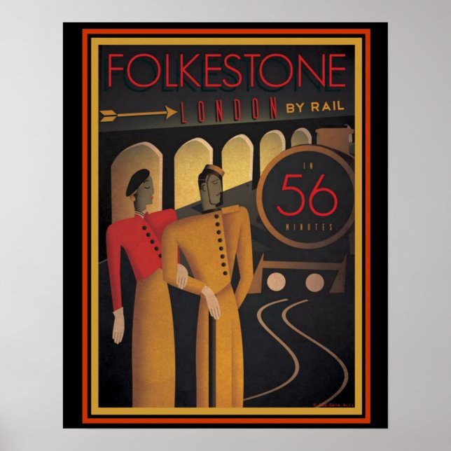 Folkestone London por Rail Art Deco Poster 16 x 20 (Frente)