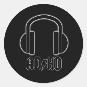 FONES DE OUVIDO ADHD traseiros no adesivo preto (A