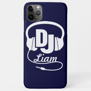 Fones de ouvido DJ nomeados capas de iphone azuis