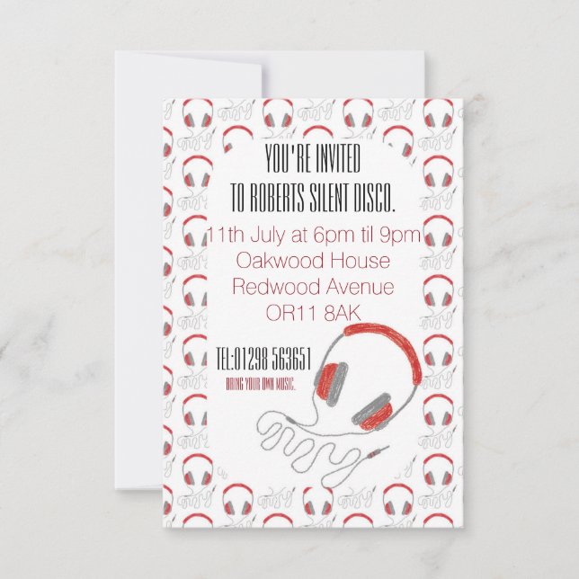 Fones de ouvido silenciosos do convite do (Frente)