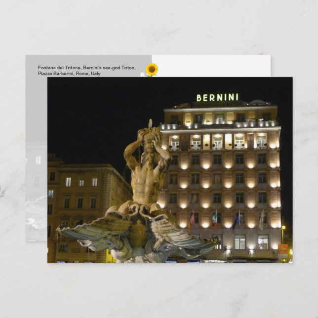 Fontana del Tritone, Roma, Itália - cartão postal (Frente/Verso)