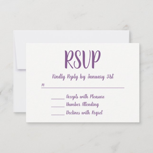 Fonte de Script Feita à Mão Roxo e Branco RSVP (Frente)